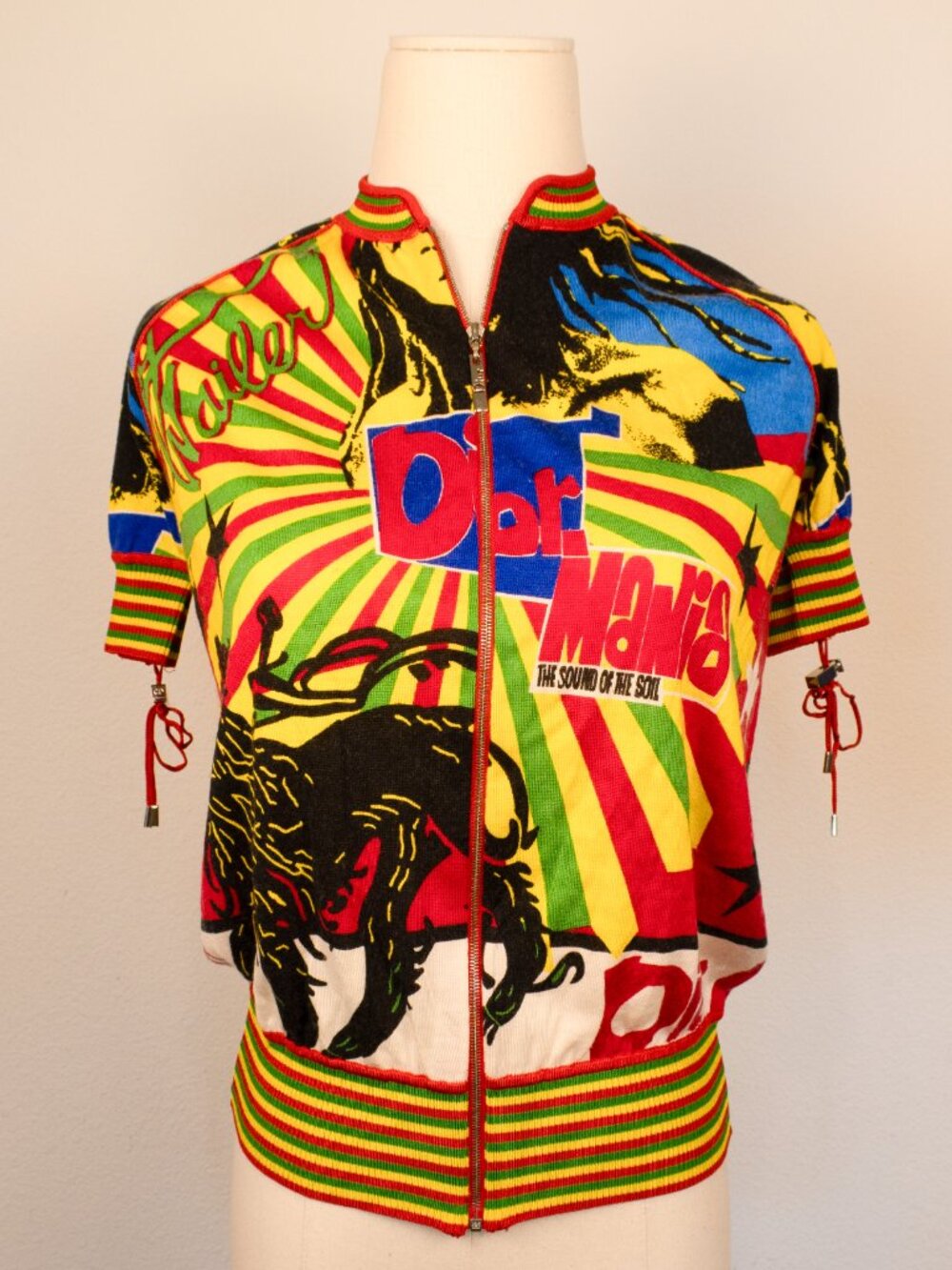 Dior Vintage 2004 Rasta Mania Zip-up Top in Red, US4, FR36